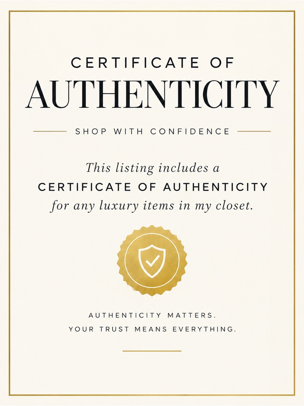 Certificate of Authenticity (COA) | Add-On Listing